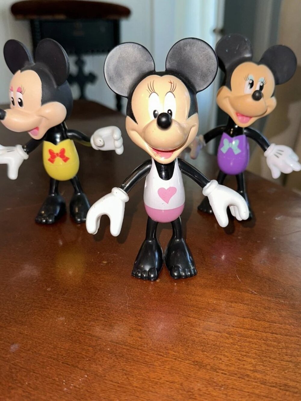 3pc Disney 2011 Mattel Minnie Mouse x 3 Pink Purple Yellow Minnie's Bow-tique